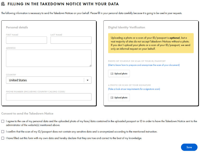 Fill out your personal data