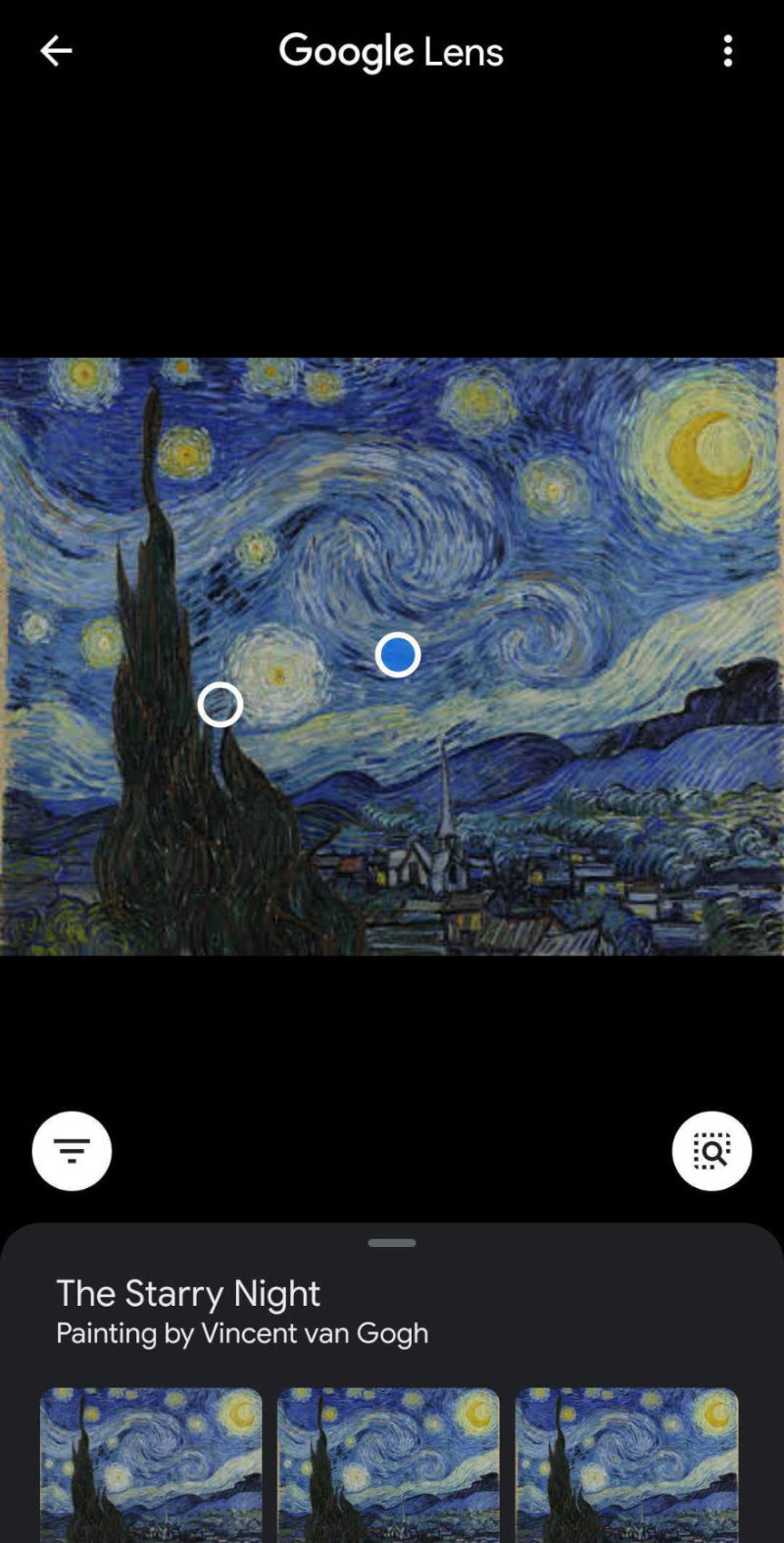 The Google Lens app can help you find similar images