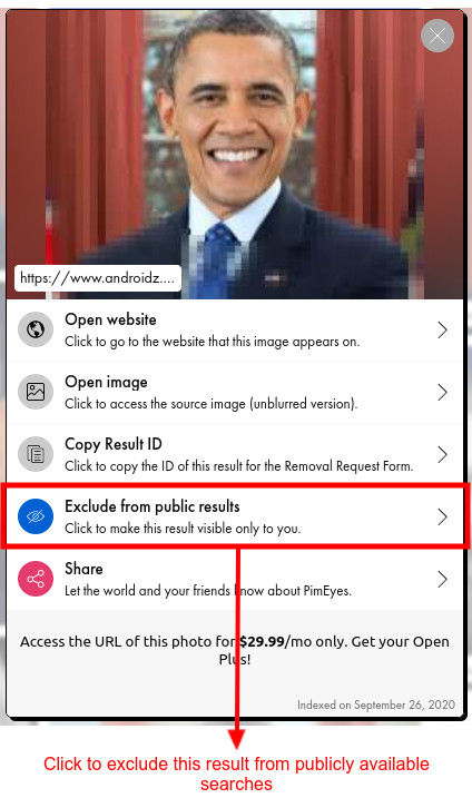 The position of the button to add the photo to your PROtect Image